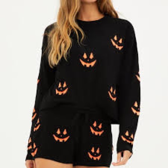 NWT Beach Riot Halloween Pumpkin Spice Jack O’Lantern Sweater XS $128 SOLD OUT - Picture 1 of 8